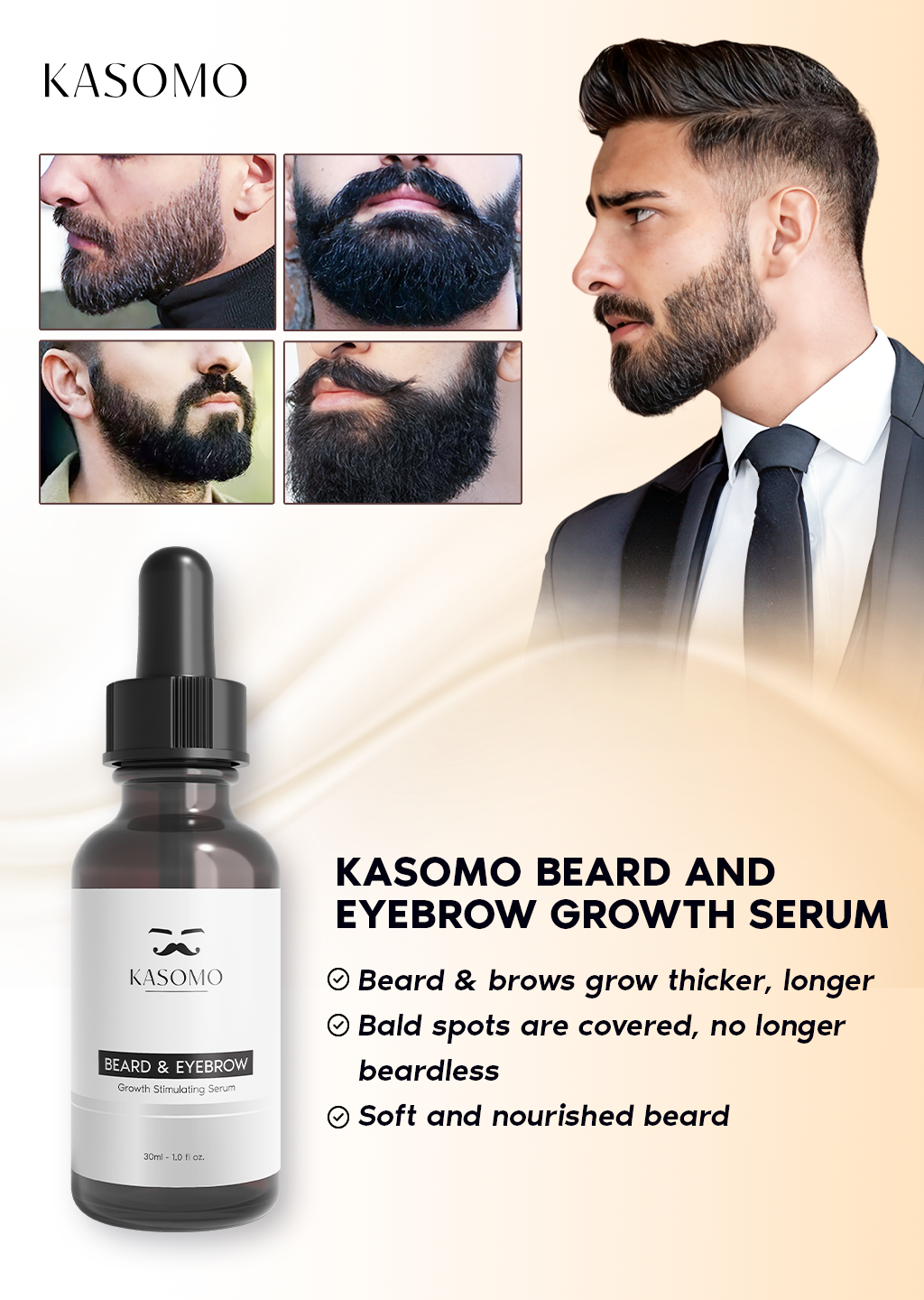 Genuine Kasomo Beard &amp; Eyebrow Growth Serum