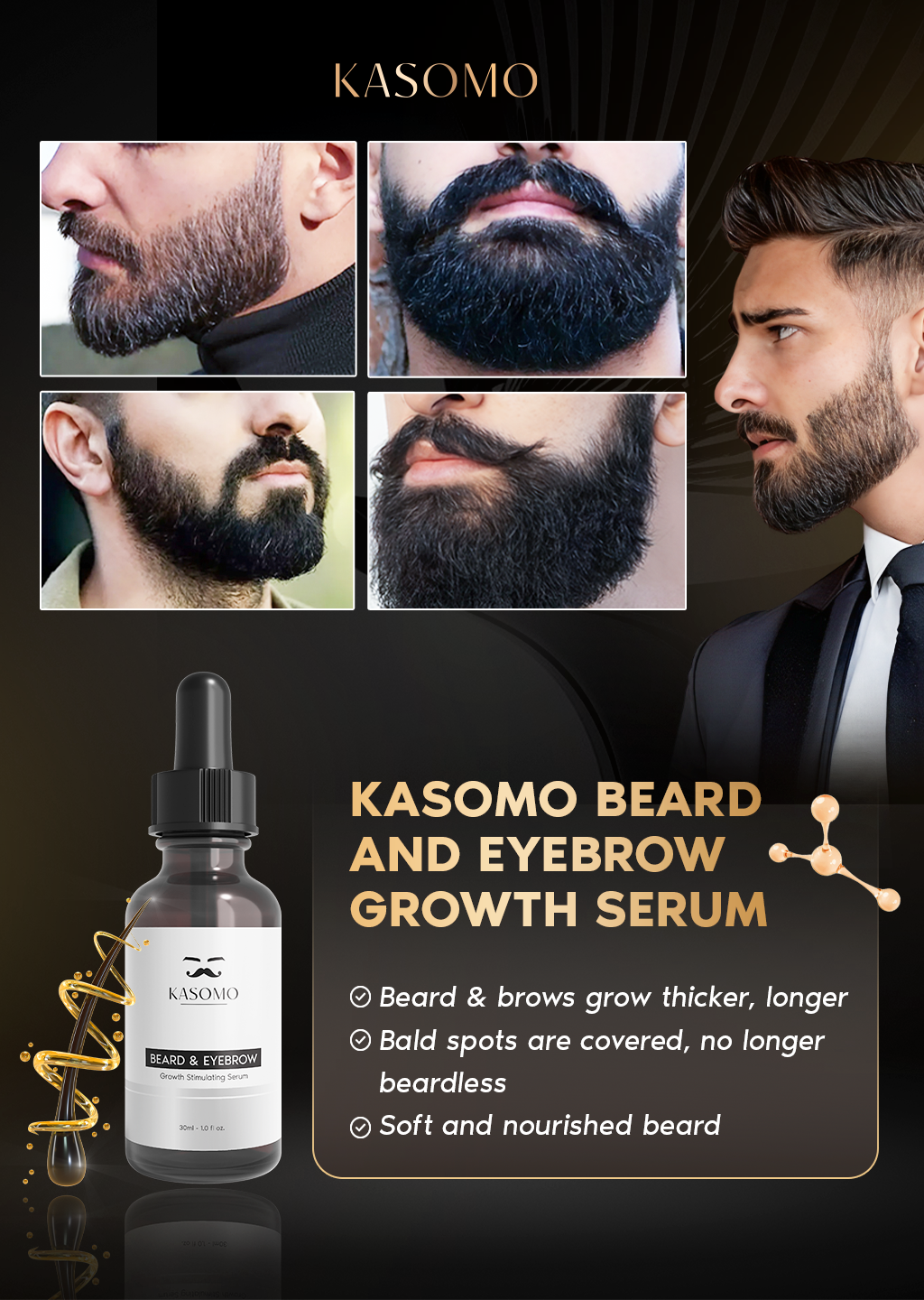 Genuine Kasomo Beard &amp; Eyebrow Growth Serum